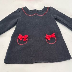 Gymboree Adorable Gray Dress with Red Bow Accents